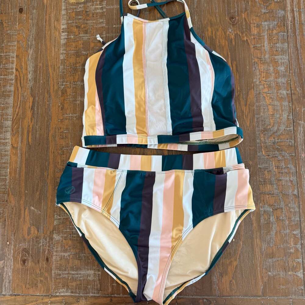 Nani swimwear striped bikini set large top xl bottoms